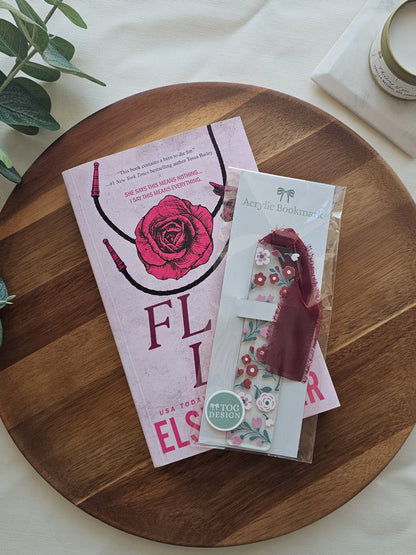 Crimson Blooms Acrylic Bookmark
