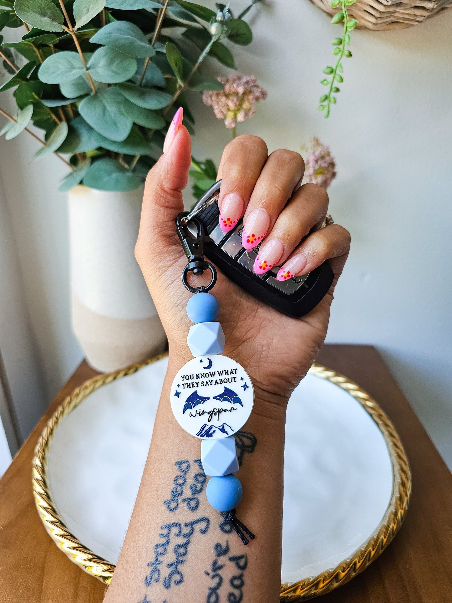 Wingspan Silicone Beaded Keychain, Gift Ideas, Key Accessories, Bookish Gifts