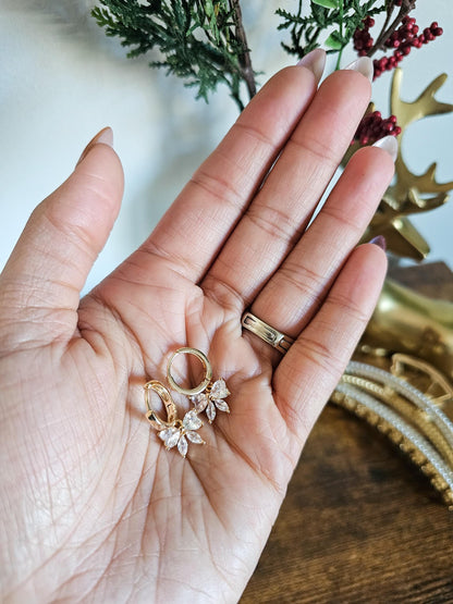 Isabelle | Crystal Bow Huggie Earrings