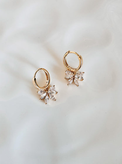 Isabelle | Crystal Bow Huggie Earrings