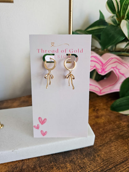 Gloria | Dainty Bow Huggie Earrings