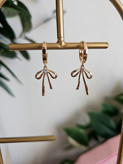 Gloria | Dainty Bow Huggie Earrings