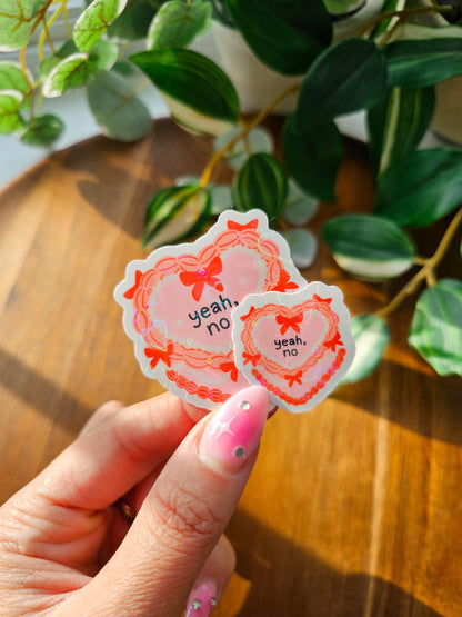 Yeah, No Heart Cake Sticker