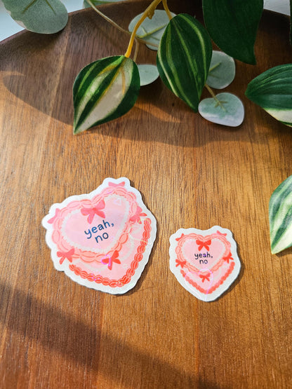 Yeah, No Heart Cake Sticker