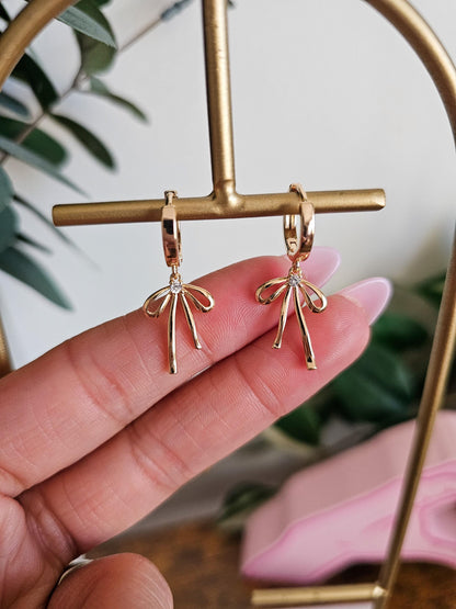 Gloria | Dainty Bow Huggie Earrings