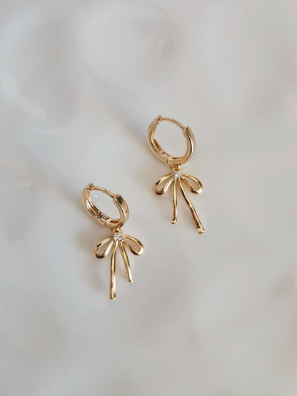Gloria | Dainty Bow Huggie Earrings