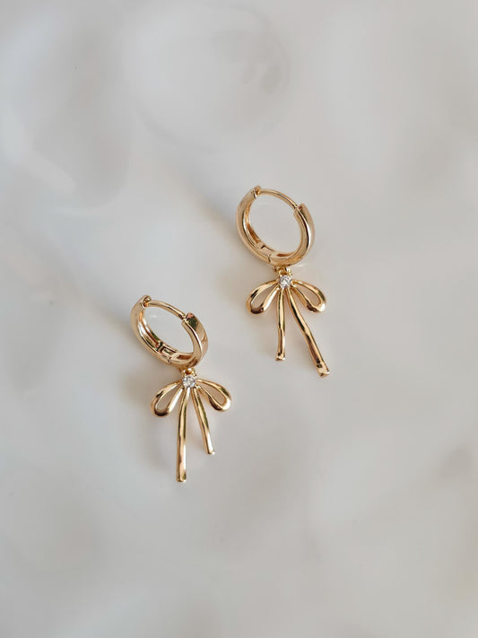 Gloria | Dainty Bow Huggie Earrings