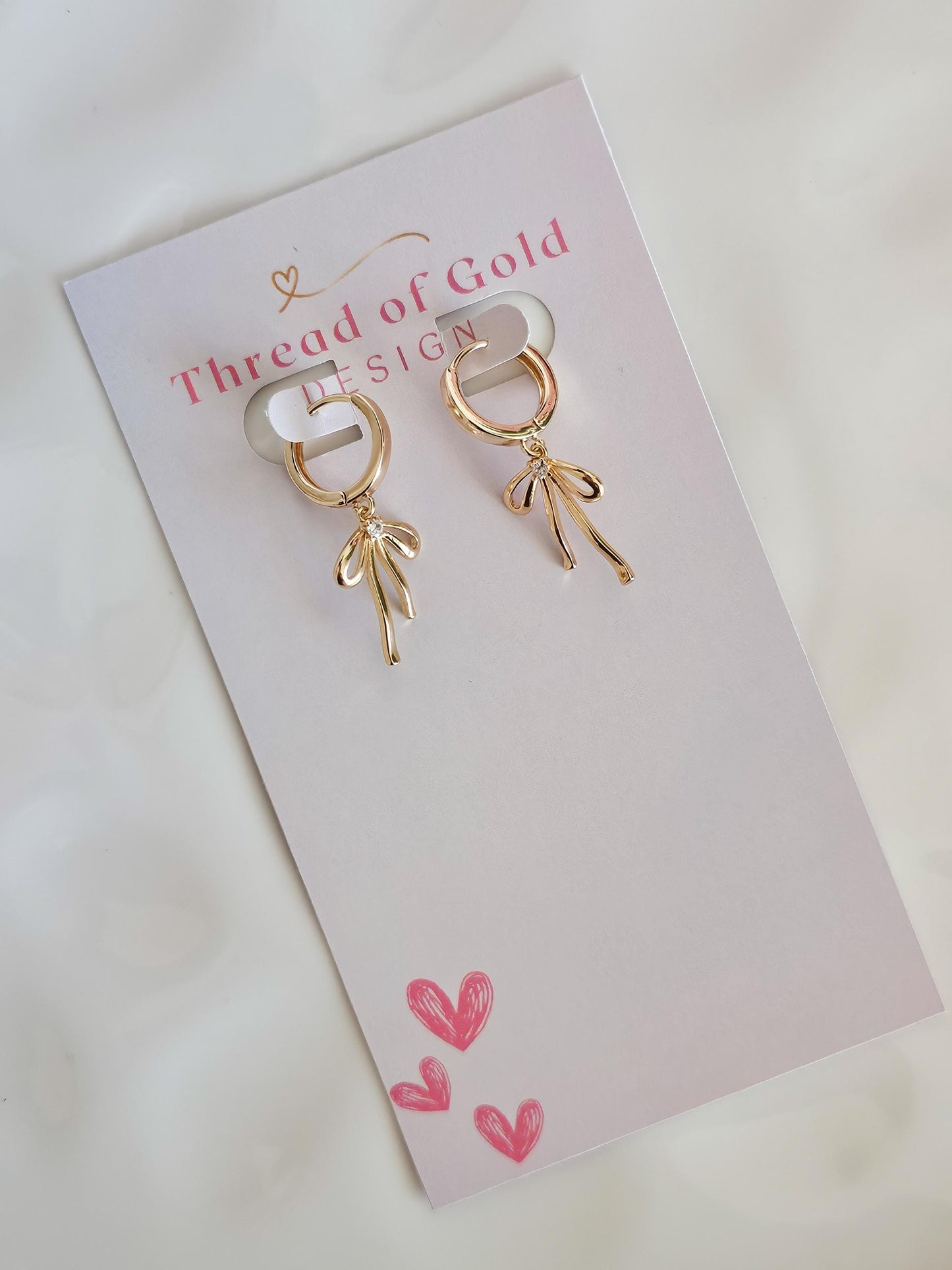 Gloria | Dainty Bow Huggie Earrings