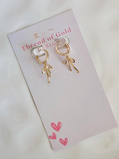 Gloria | Dainty Bow Huggie Earrings