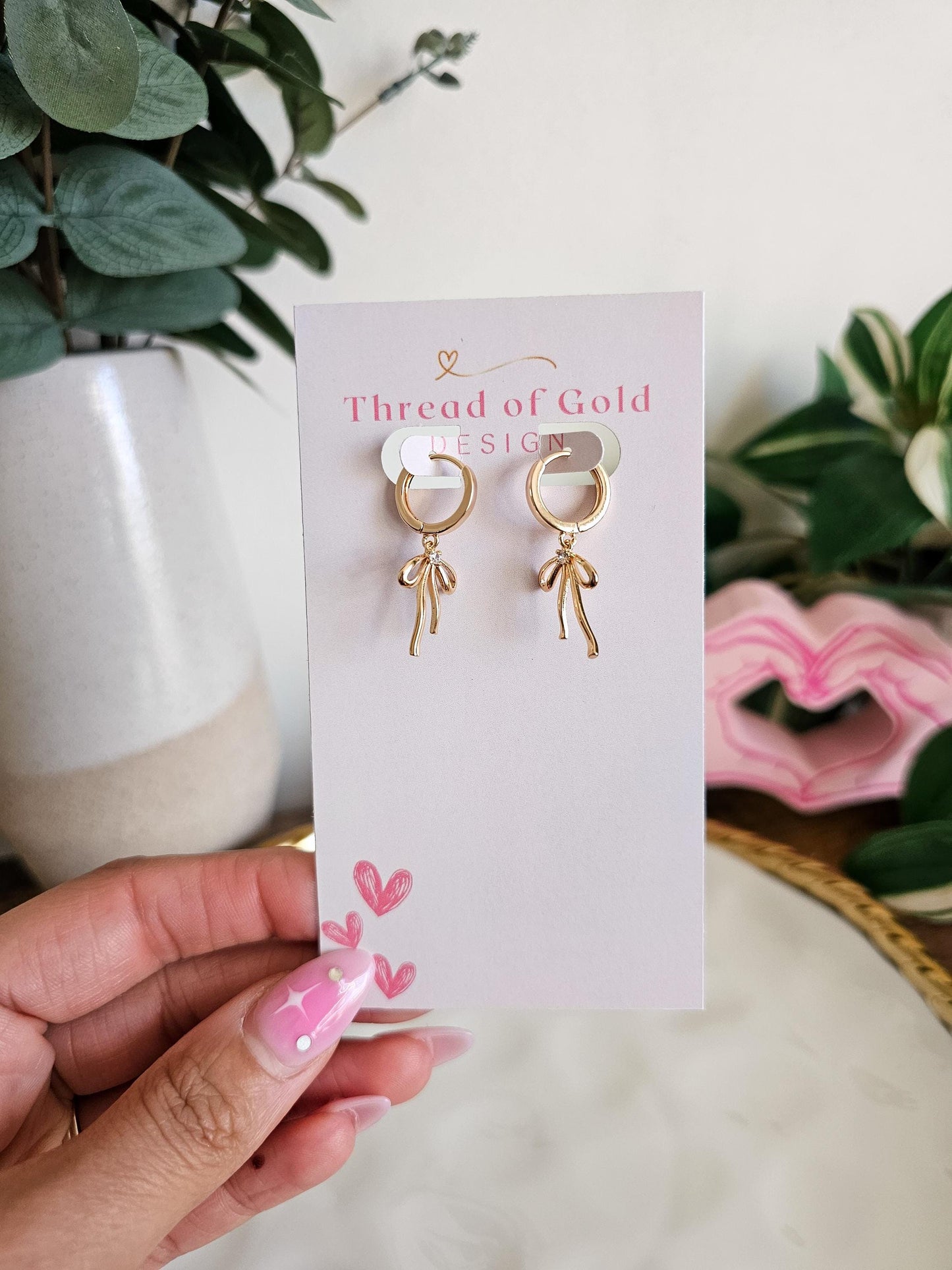 Gloria | Dainty Bow Huggie Earrings