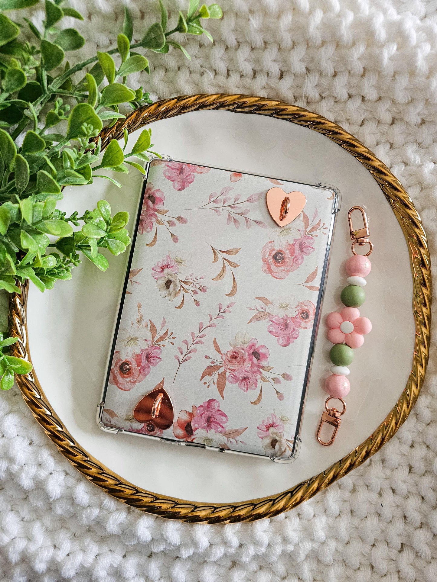 Pink Petals & Sage Kindle Strap