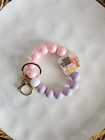 Fueled By Coffee and Books Wristlet Keychain