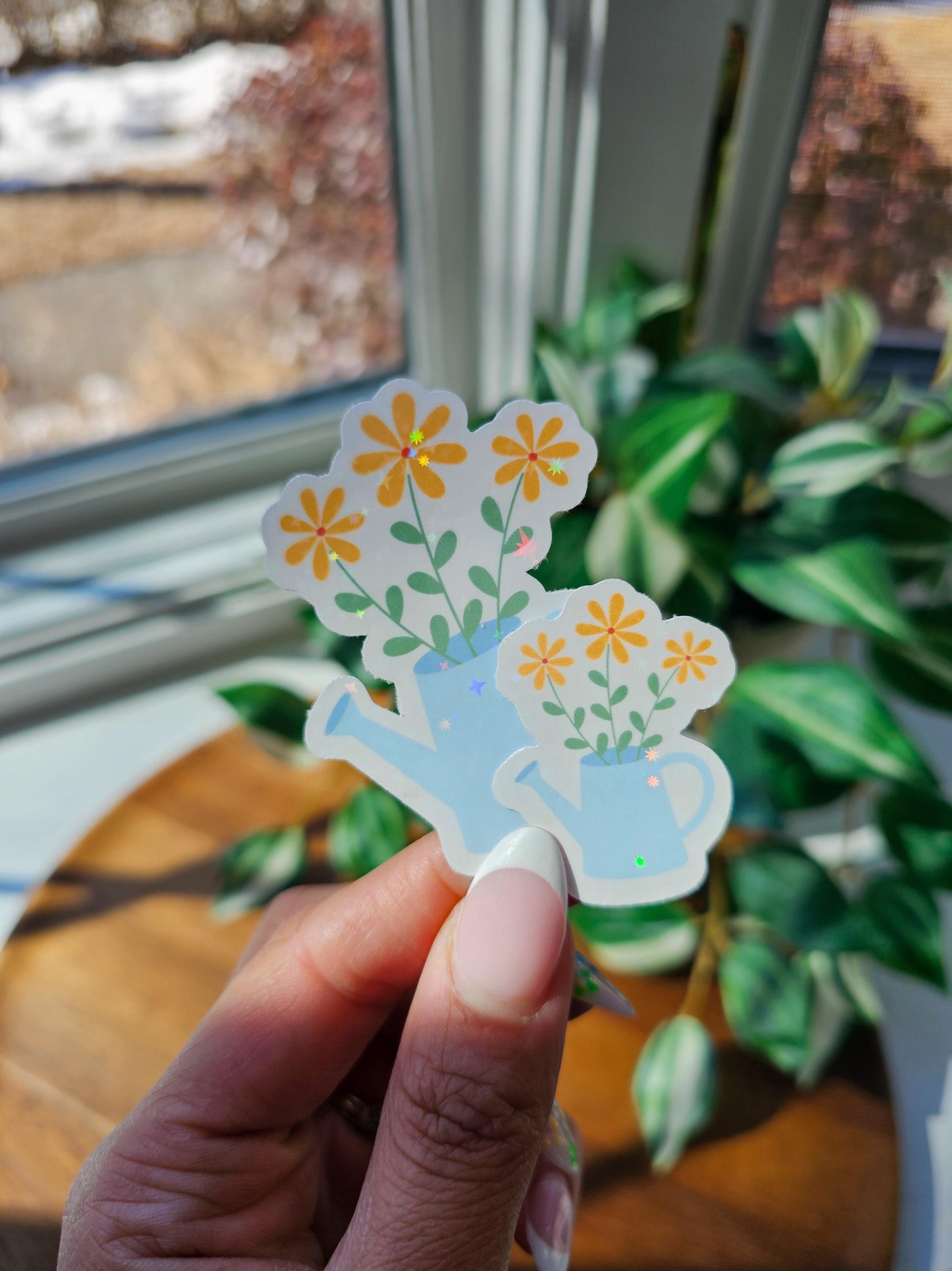 Floral Watering Can Sticker