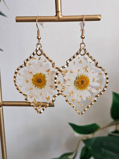 Eloise | Pressed Daisy Resin Earrings
