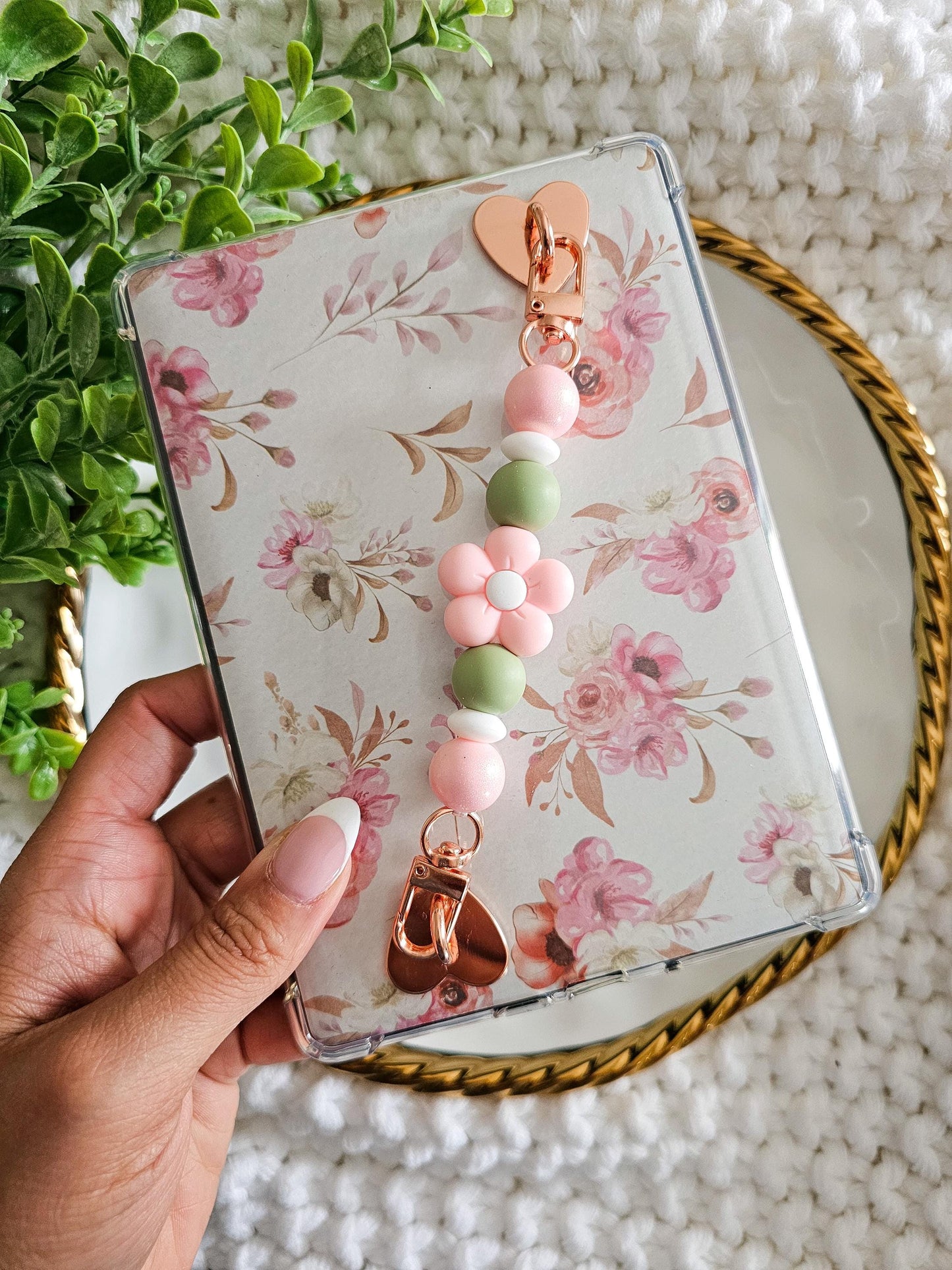 Pink Petals & Sage Kindle Strap