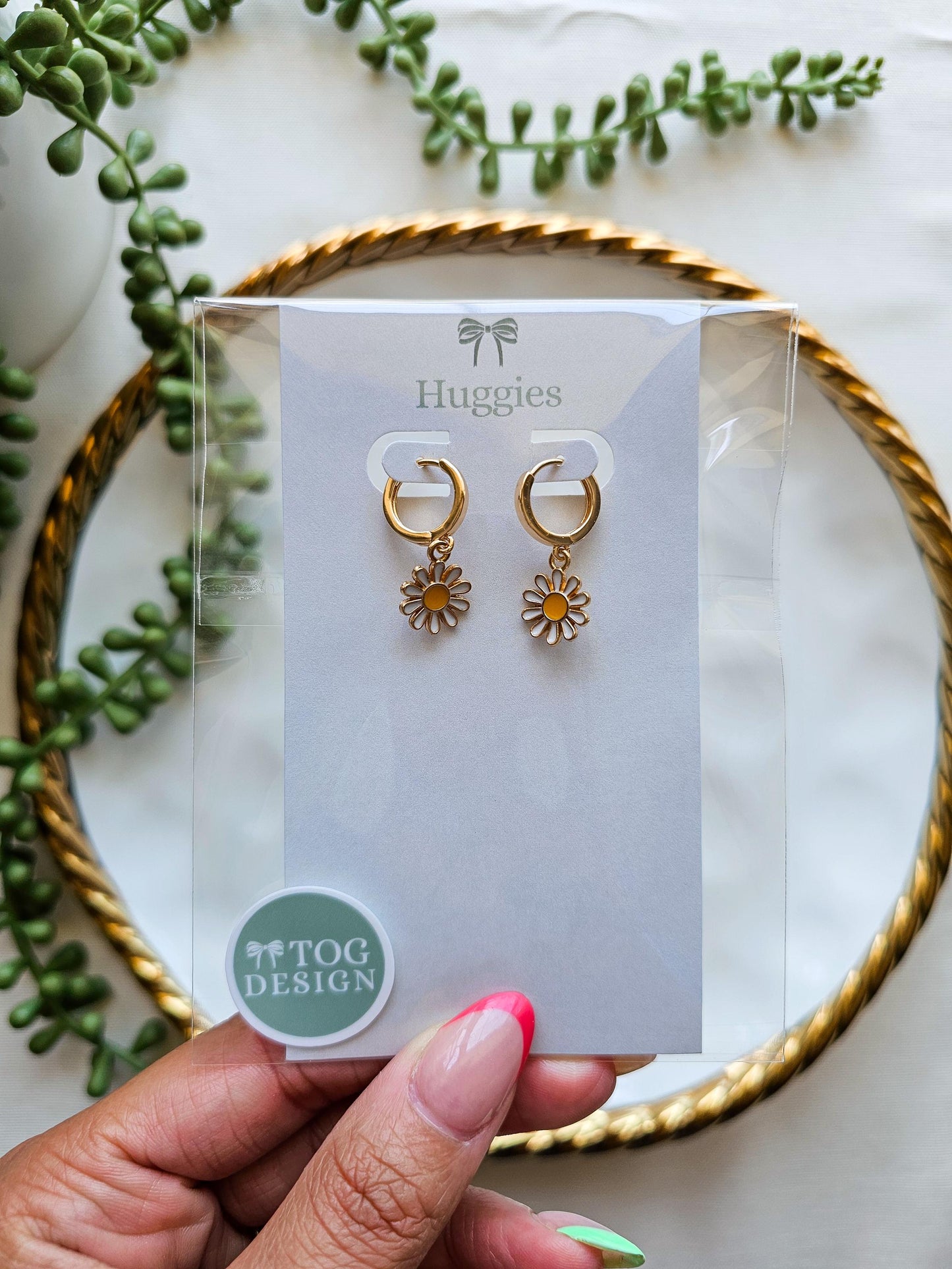 Dainty Daisy Huggie Earrings