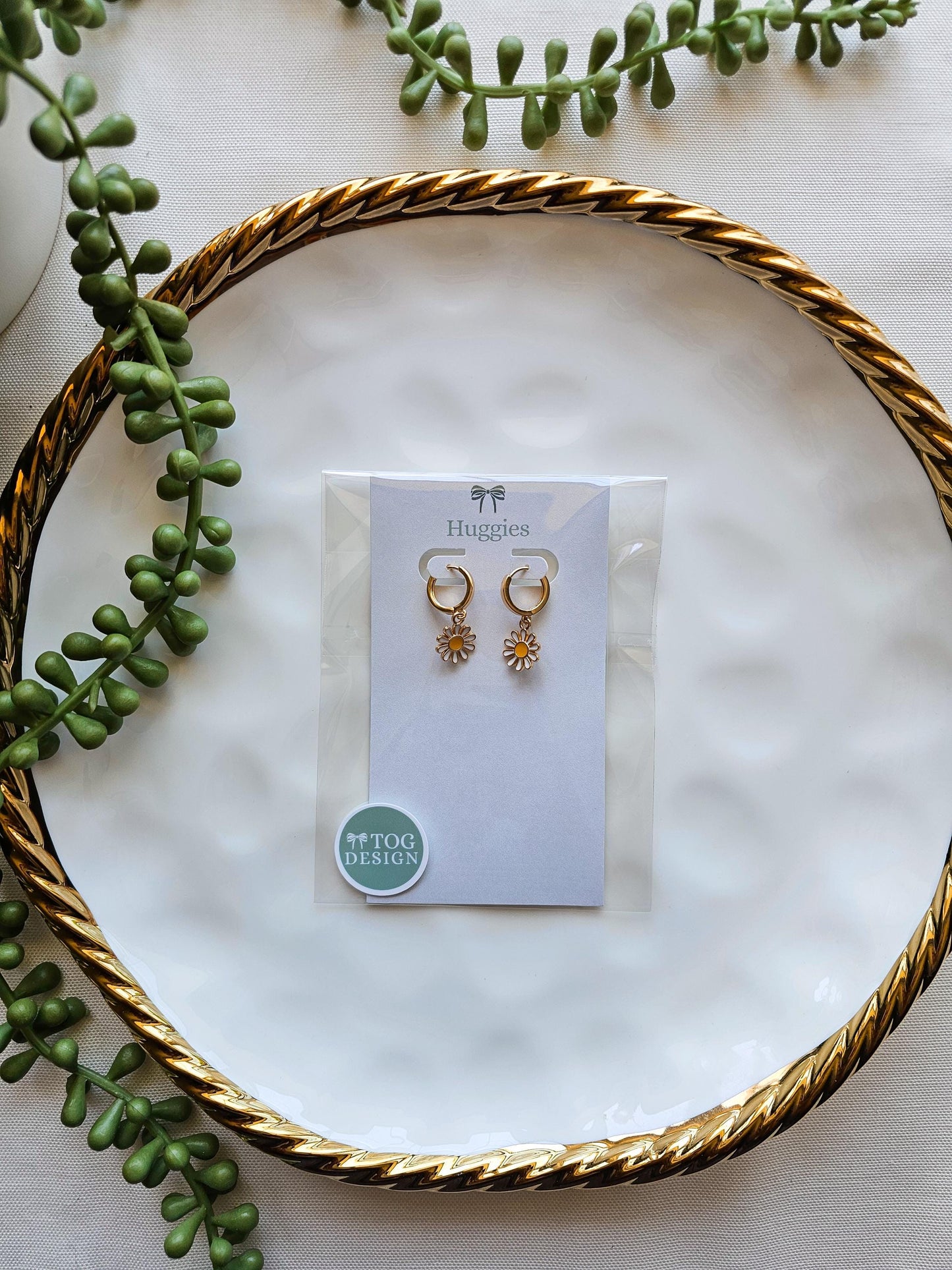 Dainty Daisy Huggie Earrings