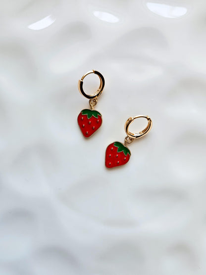 Strawberry Huggie Earrings