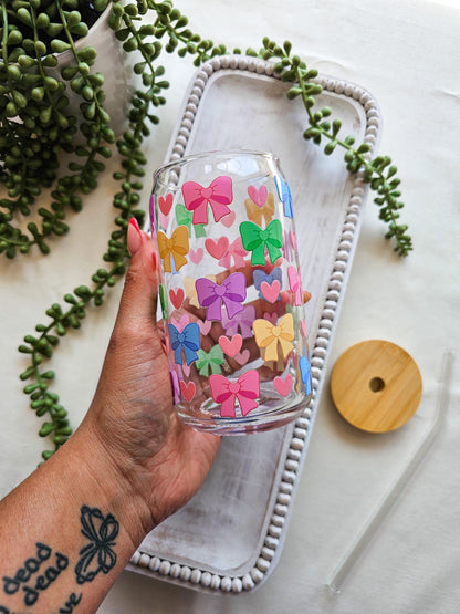Pastel Bows Glass Coffee Cup
