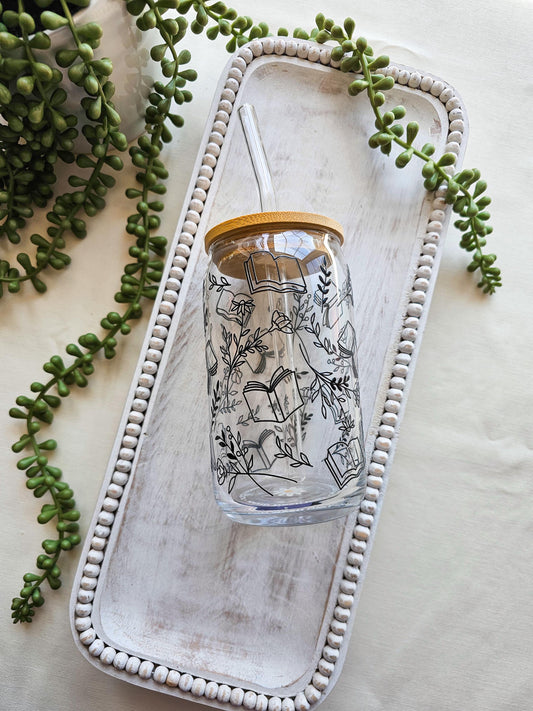 Between The Pages Glass Coffee Cup