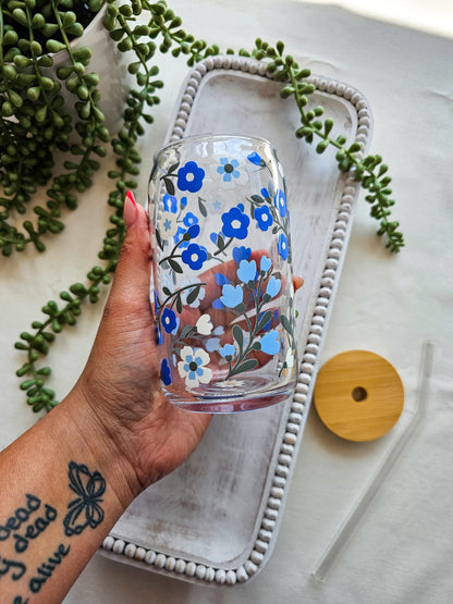 Coastal Blooms Glass Coffee Cup