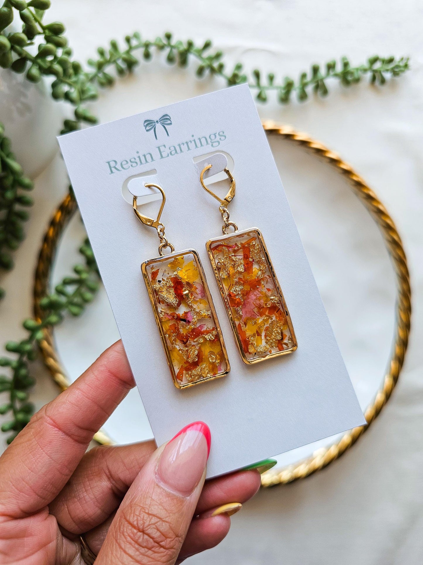 Willow | Pressed Flower Resin Earrings