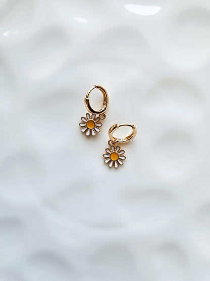 Dainty Daisy Huggie Earrings