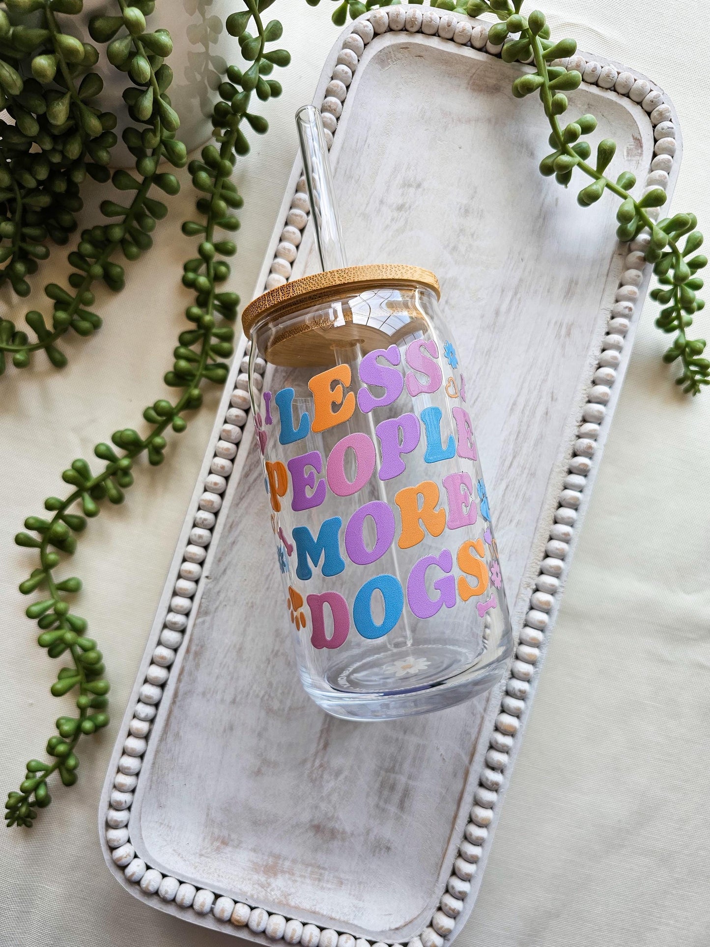 Less People More Dogs Glass Coffee Cup