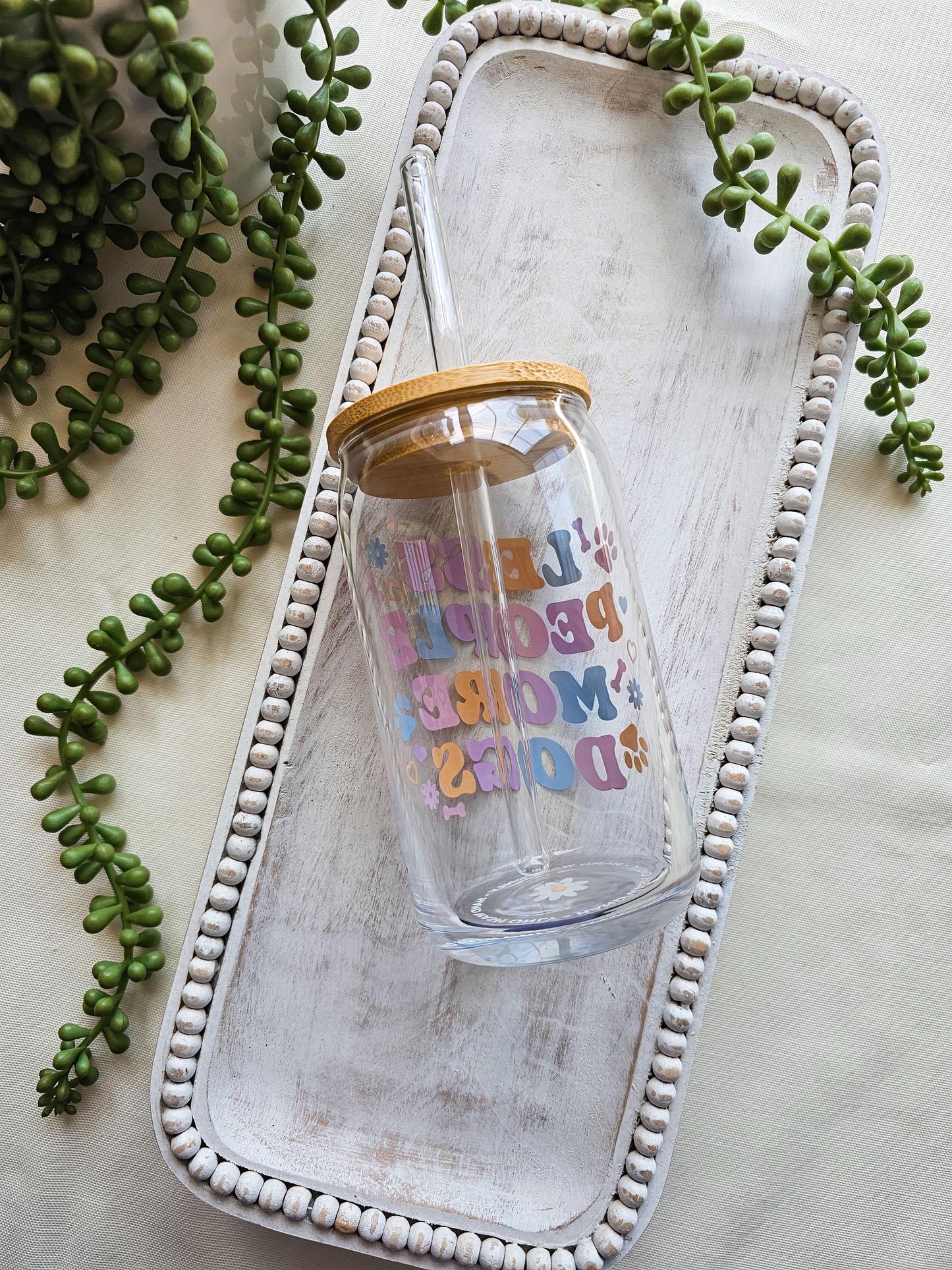 Less People More Dogs Glass Coffee Cup