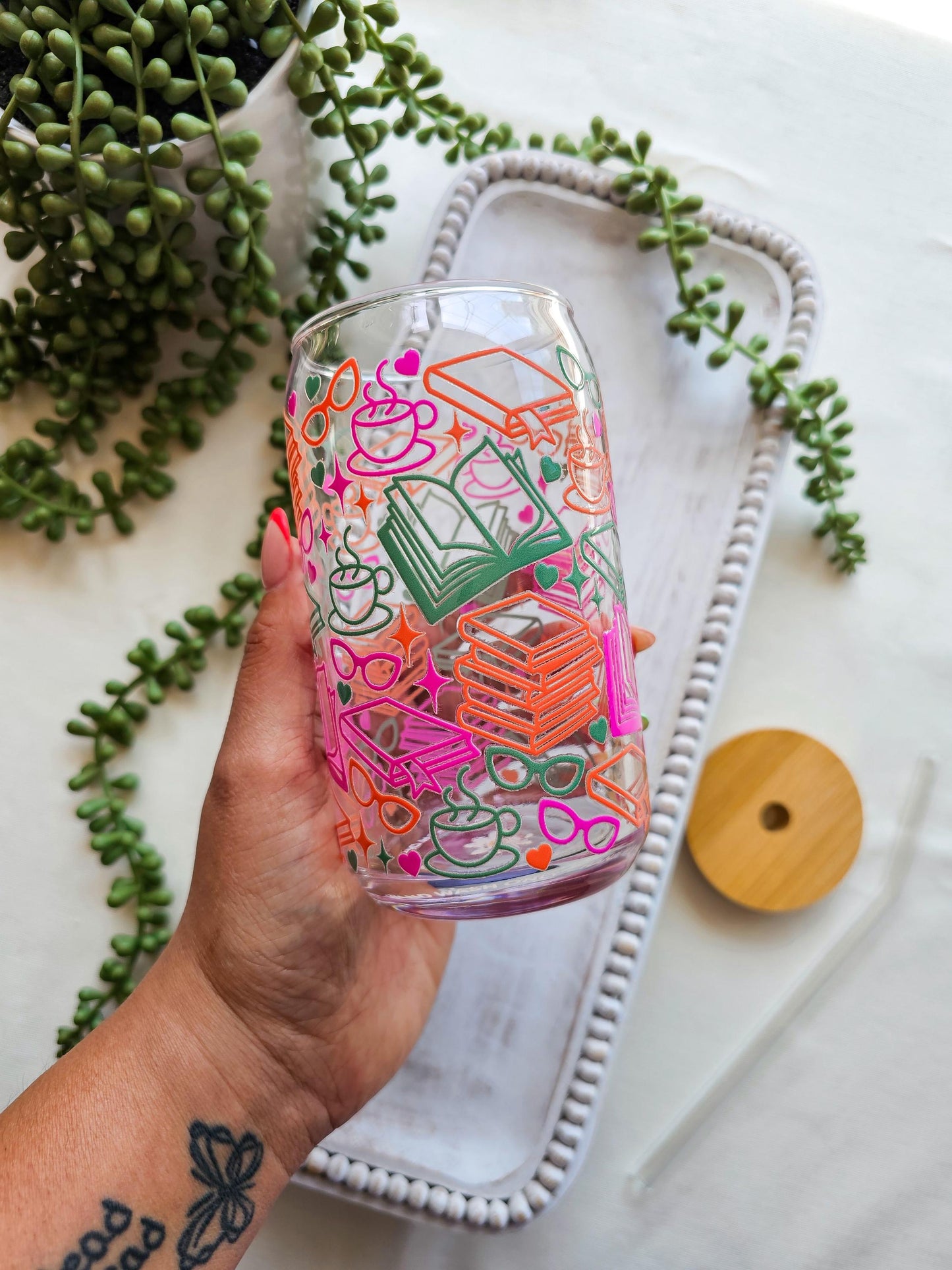 Bookworm Glass Coffee Cup