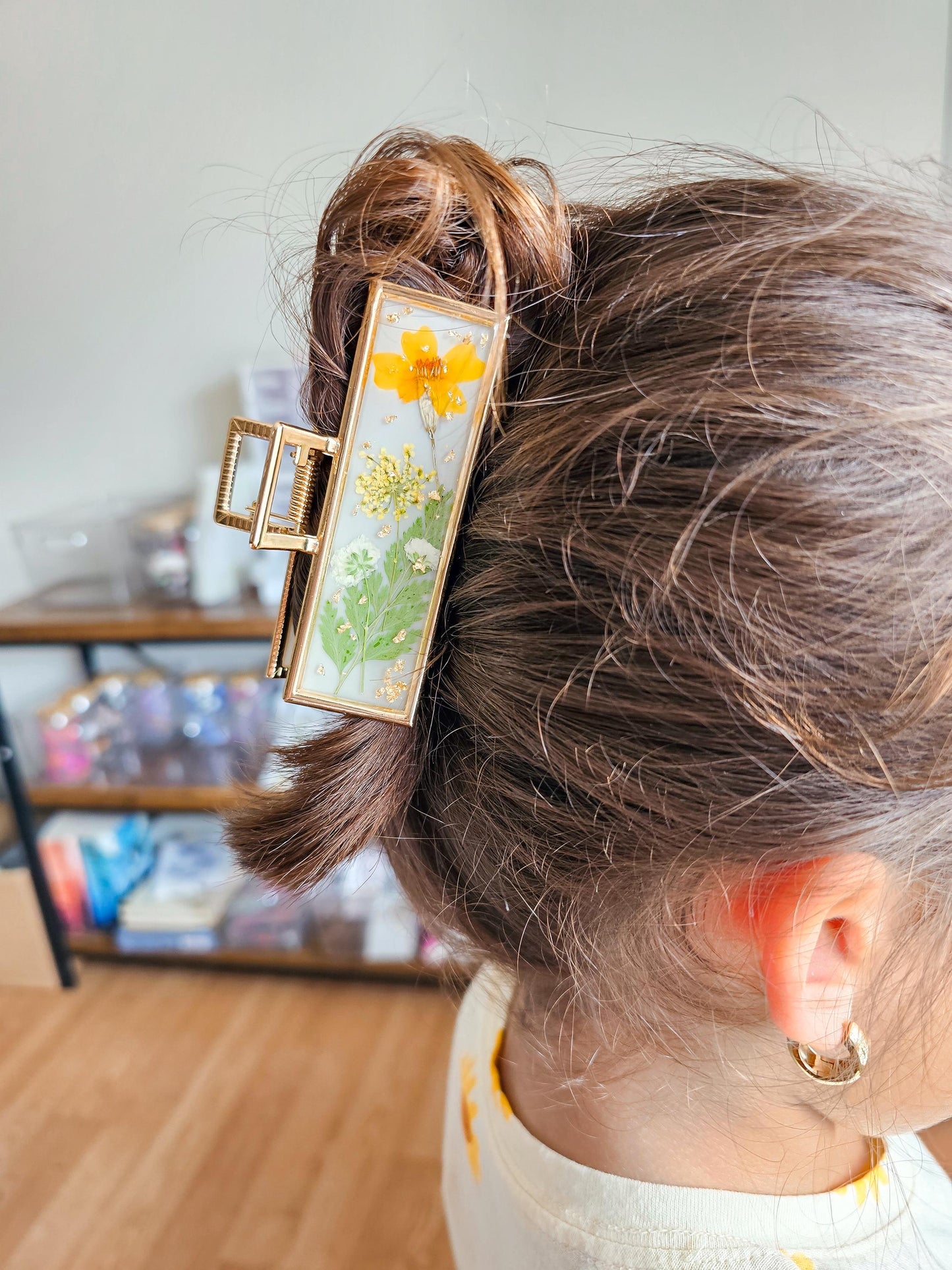 Golden Hour Meadow Resin Claw Clip