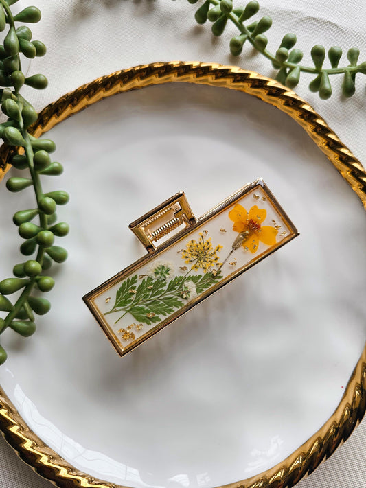 Golden Hour Meadow Resin Claw Clip