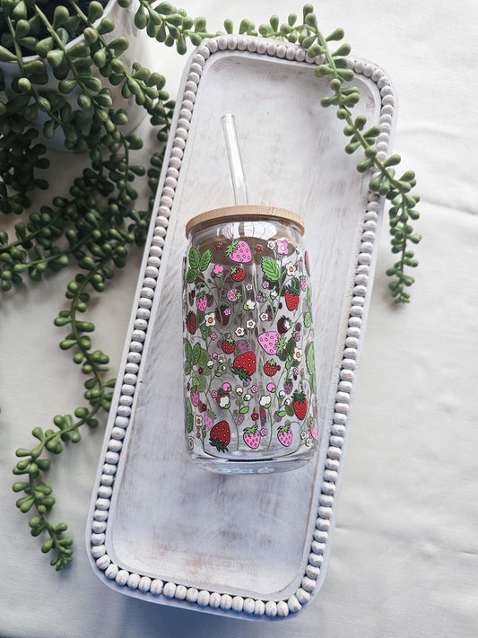 Strawberry Fields Glass Coffee Cup