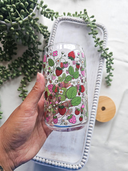 Strawberry Fields Glass Coffee Cup