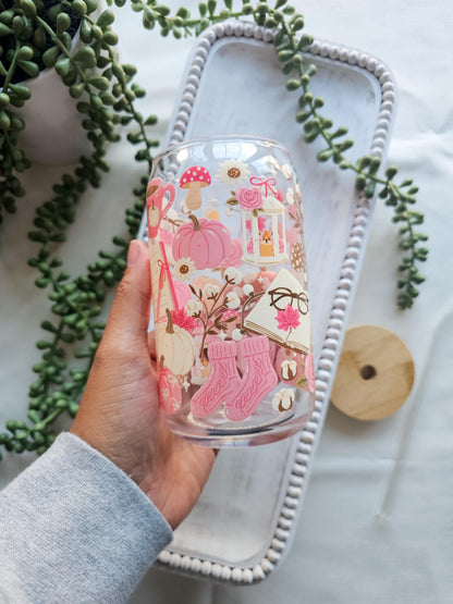 Girlie Fall Glass Coffee Cup