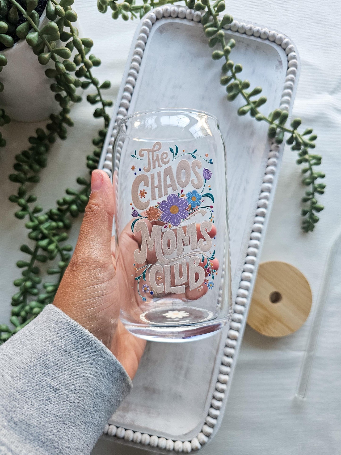 Chaos Moms Club Glass Coffee Cup