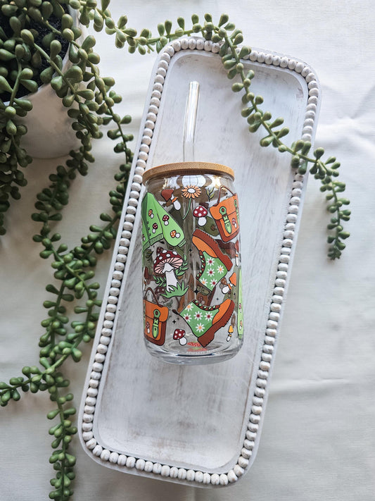 Autumn Cottage Glass Coffee Cup