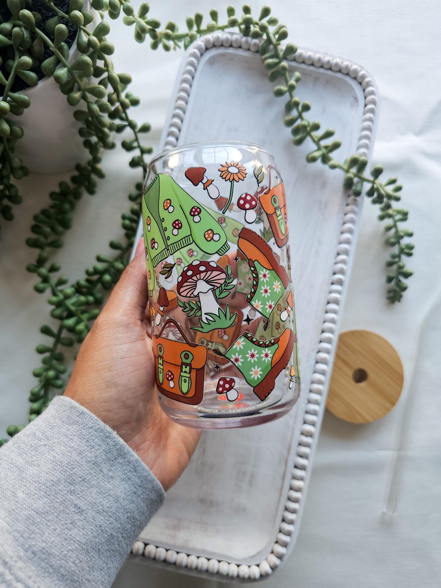 Autumn Cottage Glass Coffee Cup