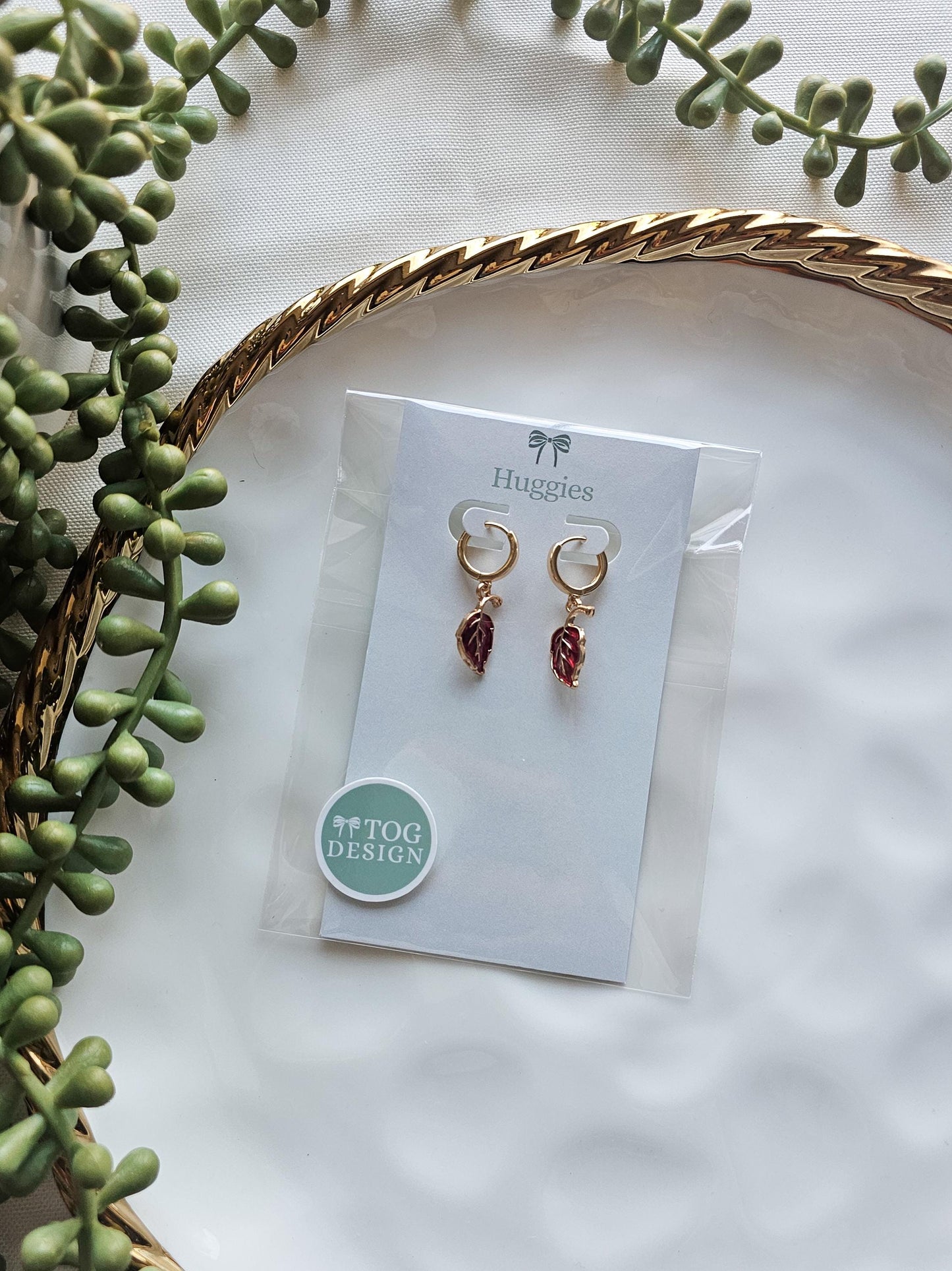 Falling Leaves | Huggie Charm Earrings