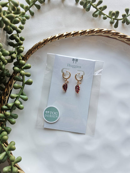 Falling Leaves | Huggie Charm Earrings