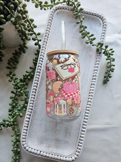Girlie Fall Glass Coffee Cup