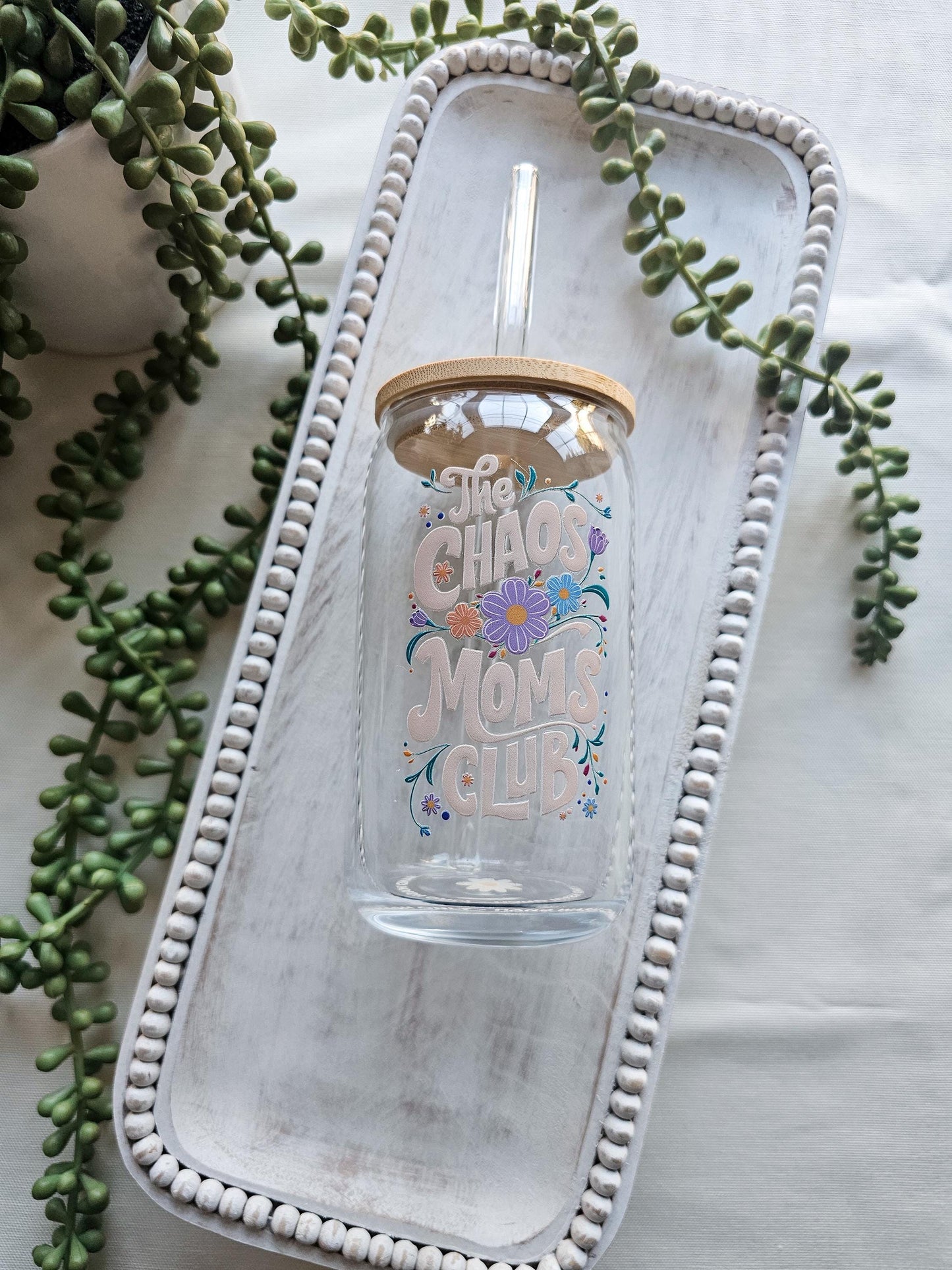 Chaos Moms Club Glass Coffee Cup