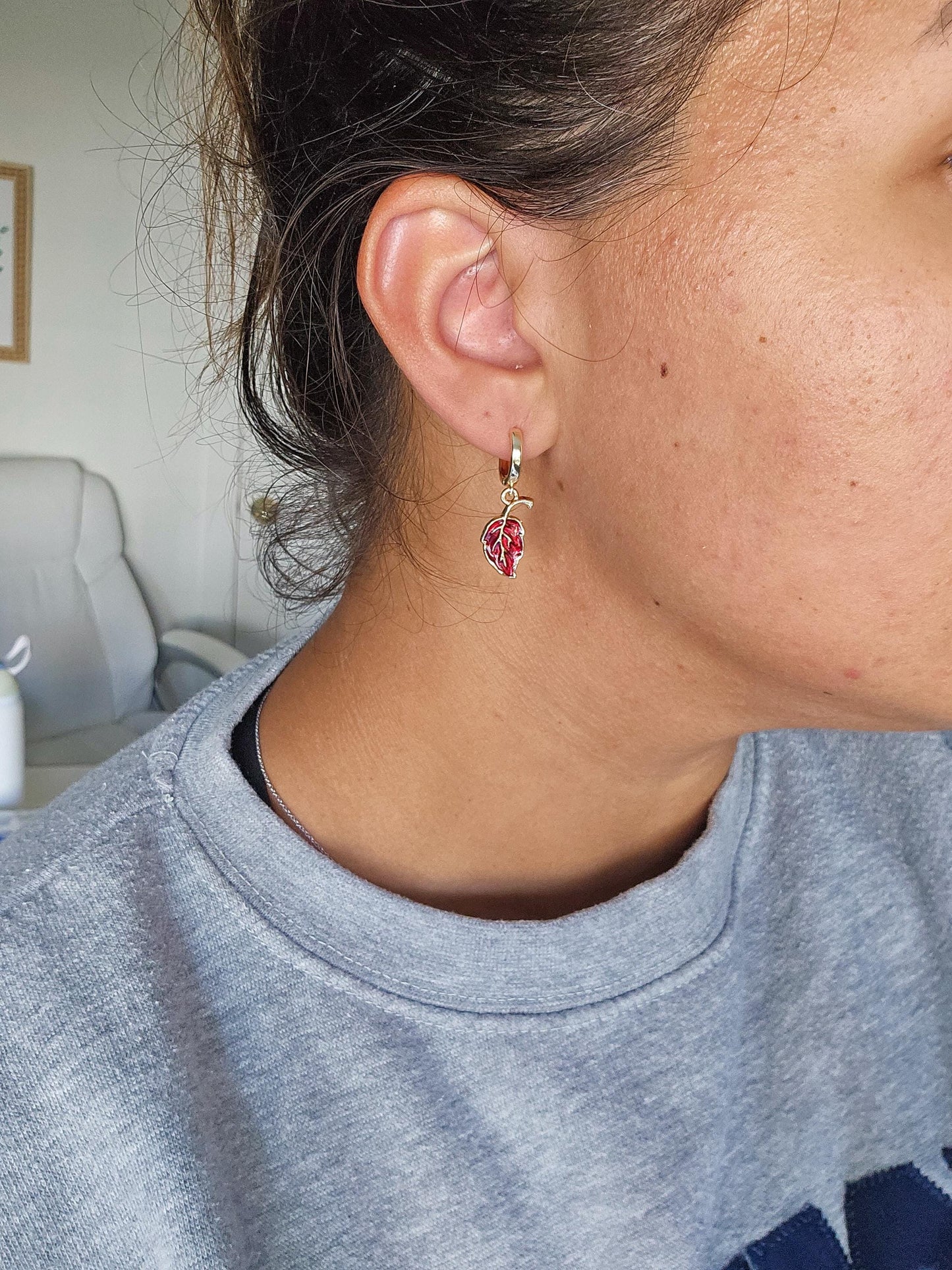 Falling Leaves | Huggie Charm Earrings