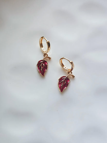 Falling Leaves | Huggie Charm Earrings