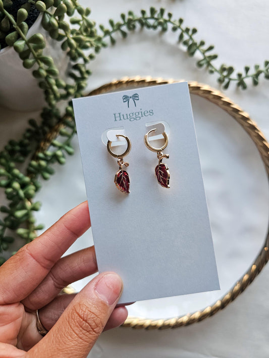 Falling Leaves | Huggie Charm Earrings