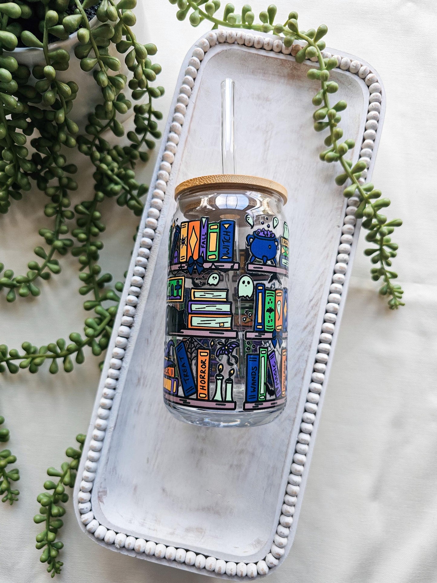 Witchy Library Glass Coffee Cup