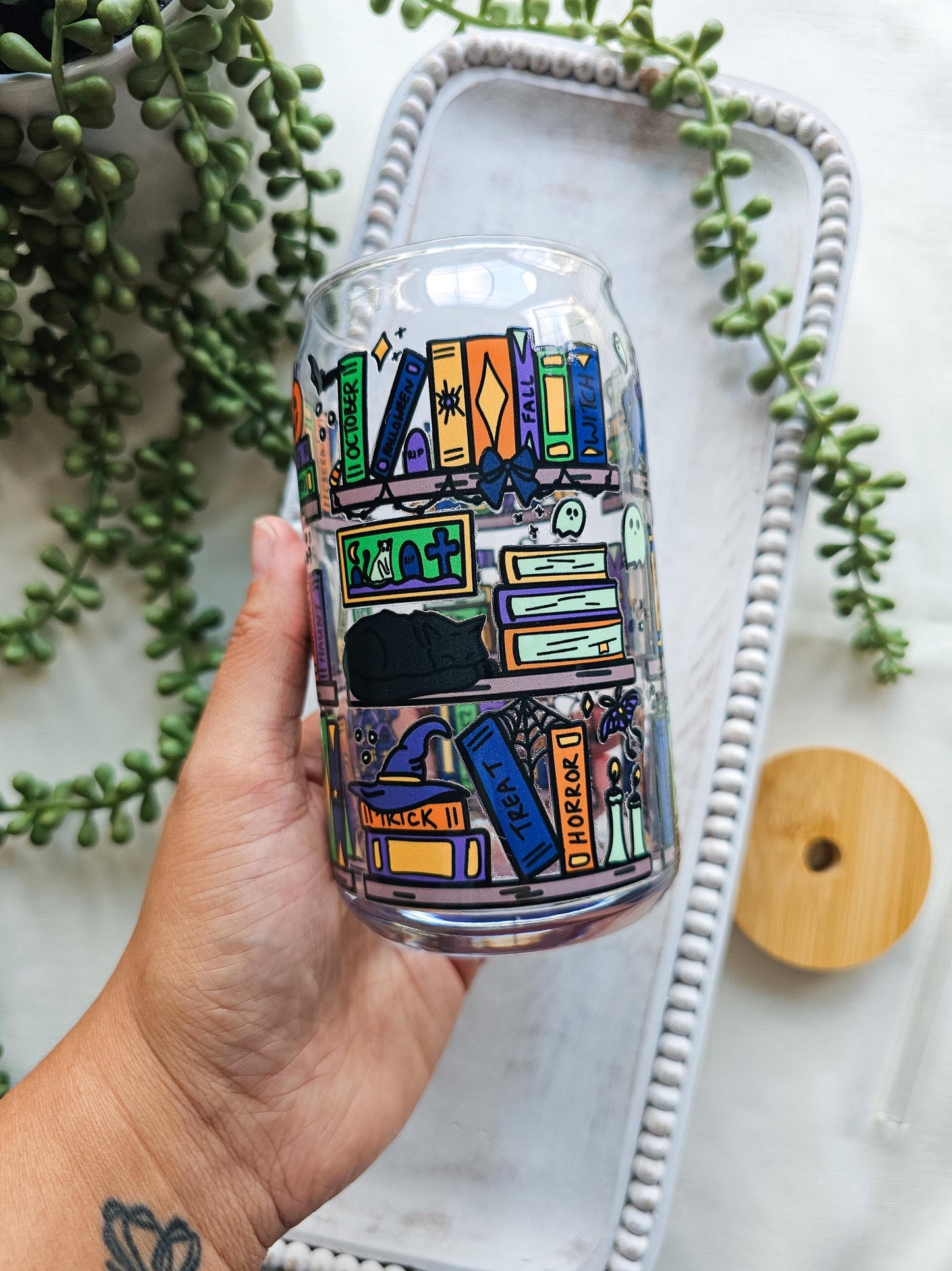 Witchy Library Glass Coffee Cup