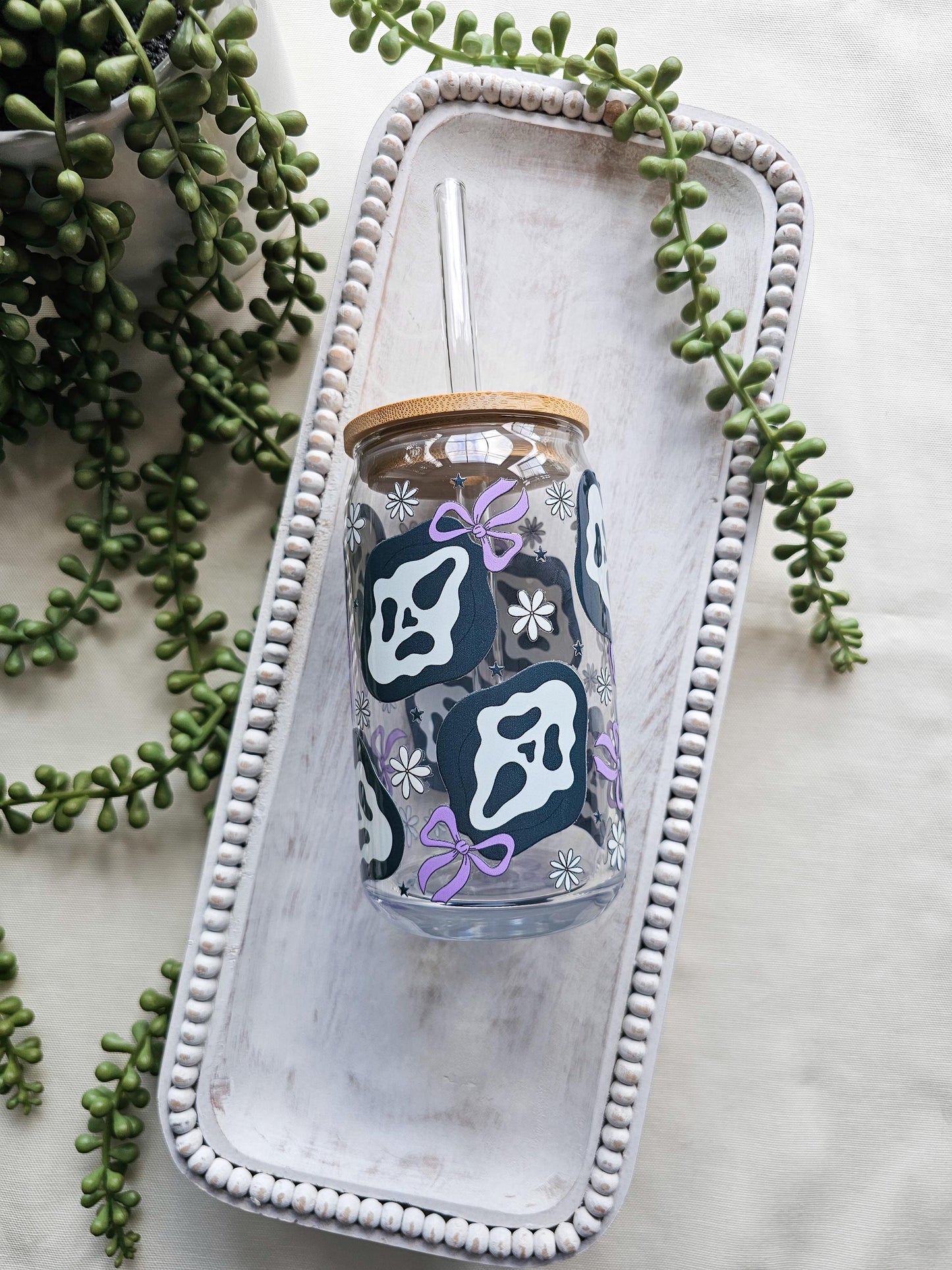 Ghostie Face Glass Coffee Cup