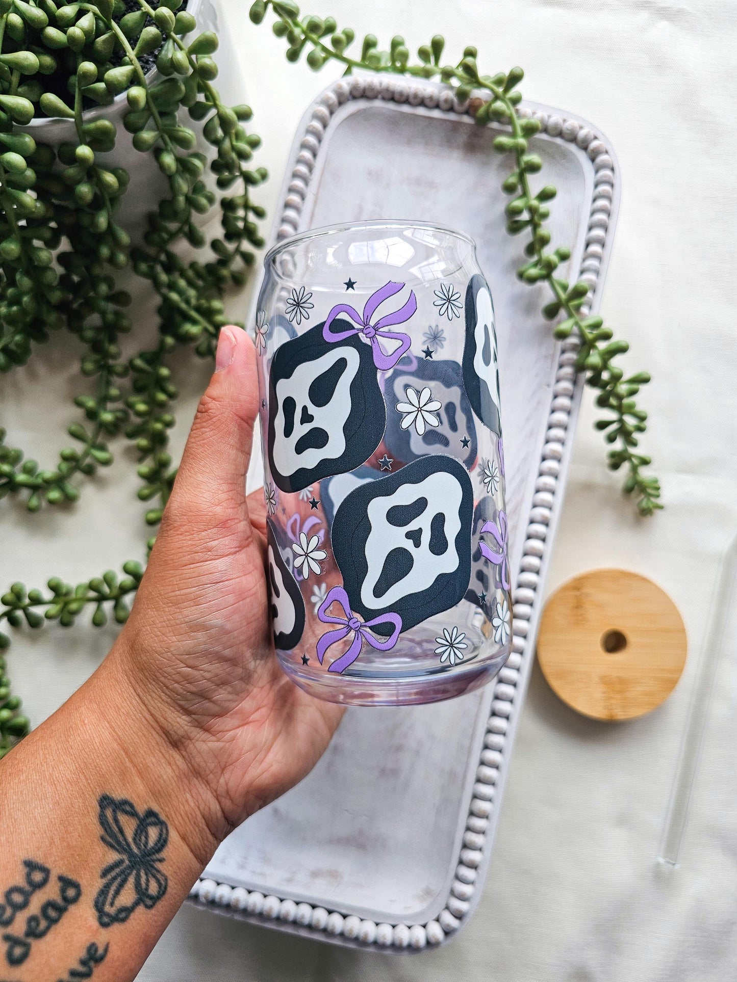 Ghostie Face Glass Coffee Cup