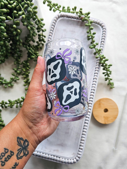 Ghostie Face Glass Coffee Cup